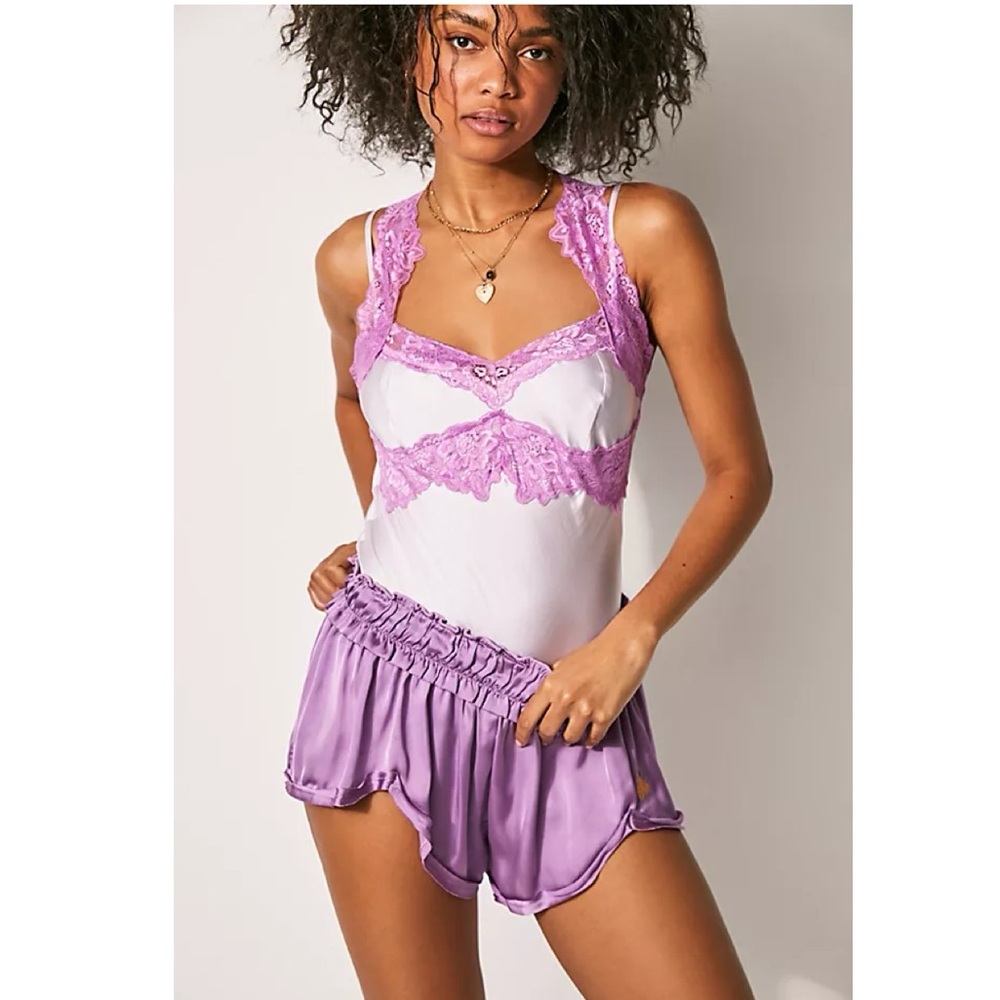 NWOT FREE PEOPLE X Intimately By Free People Neon Nights Bodysuit Lilac